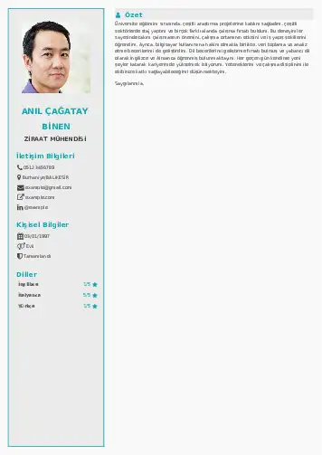 Ziraat Mühendisi Cv Örnekleri cv indir